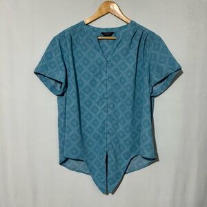 🟢 3/$25 🟢 Denver Hayes Short Sleeve Button Up Blouse XL